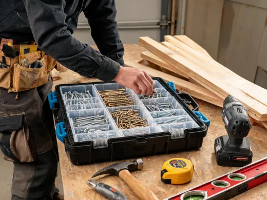Contractor selecting fasteners for framing repair