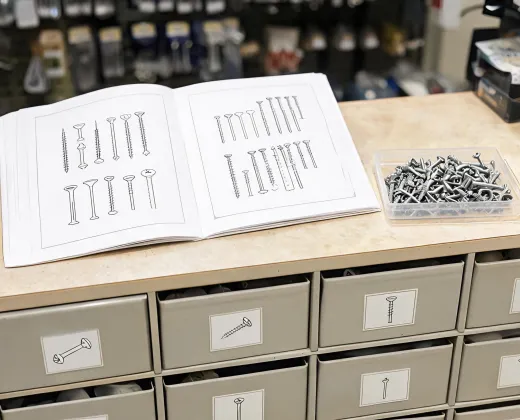 Fastener manuals and drawer labels